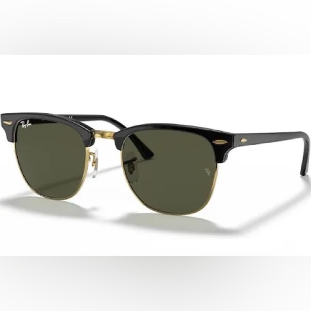 NWT Ray-Ban RB3016 Clubmaster Unisex Black and Gold Sunglasses